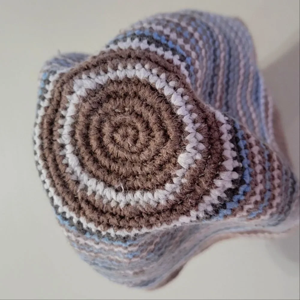 Old Navy Blue Brown Stripe Knit Beanie